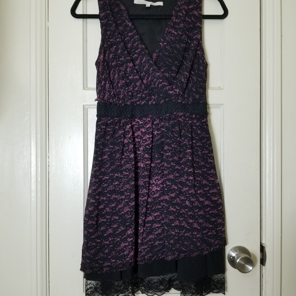 RACHEL RACHEL ROY purple black lace lined sleeveless v neck dress 2